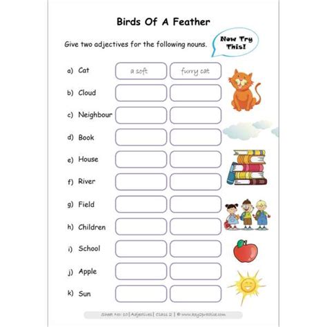 Class 2 English Grammar Adjectives Activity Based Worksheets