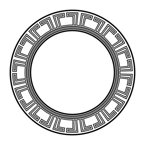 Ancient Greek Key Round Frame Geometric Maze Ornament Greece Meander
