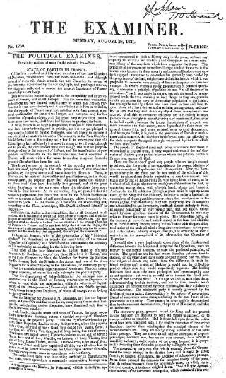 The Examiner In British Newspaper Archive