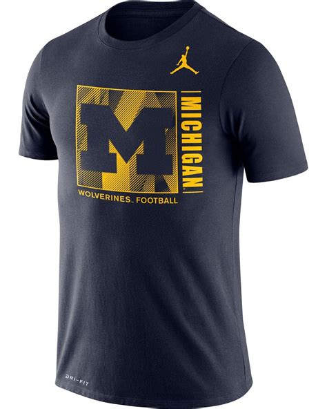 Nike Michigan Wolverines Blue Team Issue Logo Football T Shirt For Men