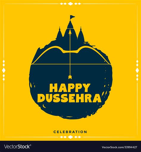 Happy Dussehra Festival Card In Flat Style Vector Image