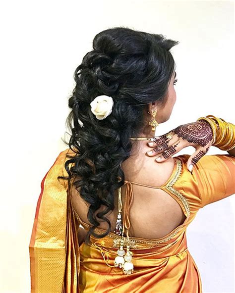11 stunning hairstyles for curly hair while wearing saree