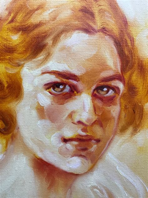 Vintage Portrait Painting Woman Portrait Painting Original Art Etsy