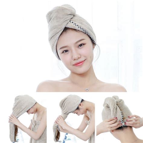Magic Hair Drying Towel Hat Cap Microfibre Quick Dry Turban For Bath