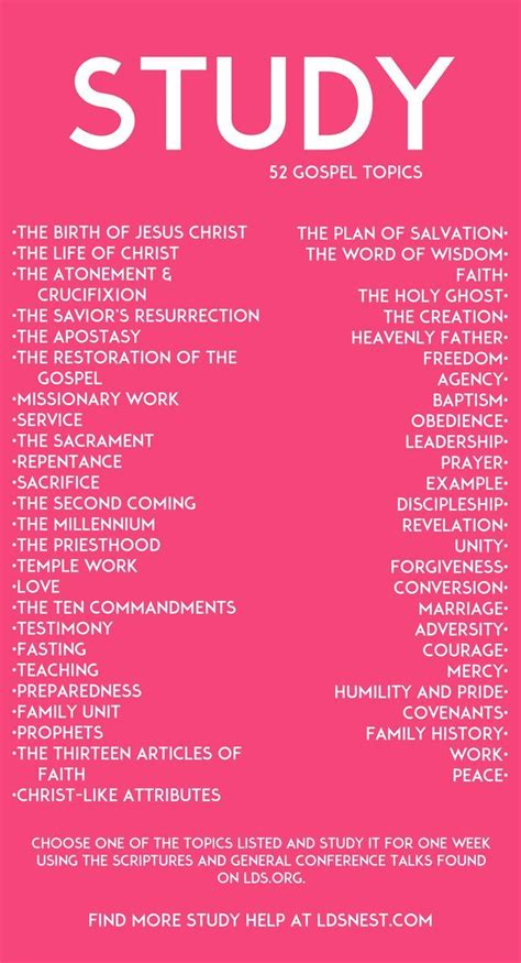 52 Gospel Study Topics Choose One Each Week And Youre Set For The