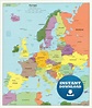 Digital Modern Map of Europe Printable Download. Large Europe
