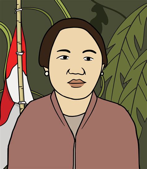 Dewi Sartika Hero Portrait Illustration Happy Indonesian National