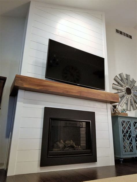 Instructions include distressing, so you can learn this is a complete fireplace mantel that includes a fireplace surround, mantel, and a shiplap feature above. Learn How to DIY a Beautiful Shiplap Fireplace Project ...