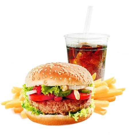 Hamburger Fast Food Meal With French Fries And Soda Stock Image Image