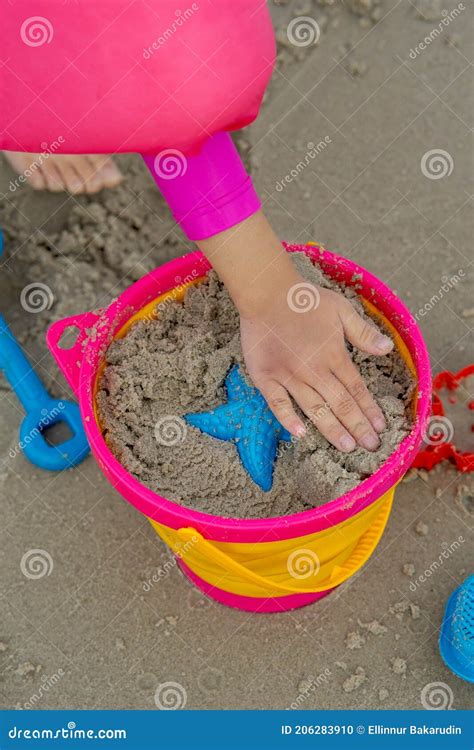 Little Toddler Girl Playing Sand Stock Photo Image Of Natural