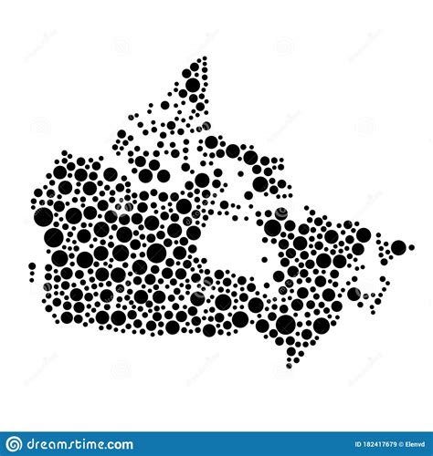 Canada Map From Black Circles Of Different Diameters Or Spots Blotches