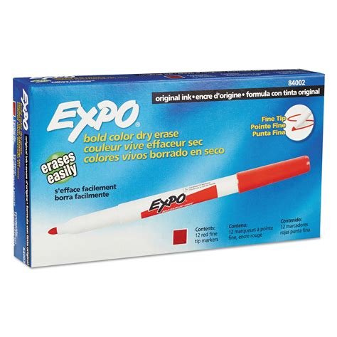 84002 Expo Dry Erase Marker Fine Marker Point Type Red Ink 12