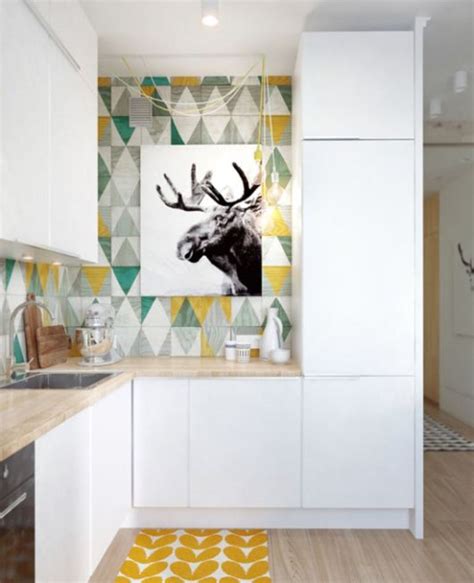 Free Download Bold Kitchen With Geometric Wallpaper 768x945 For Your