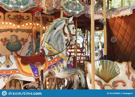 Carousel Horses On A Carnival Merry Go Round Stock Photo Image Of