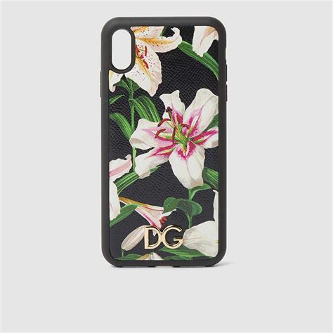 Dolce And Gabbana Black Lilium Print Leather Iphone Xs Max Cover Dolce And Gabbana The Luxury Closet