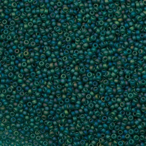 Miyuki Round Seed Bead 60 Transparent Matte Dark Green Ab 147fr