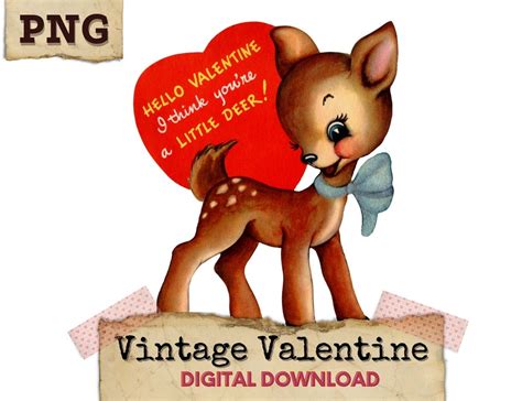 Deer Clipart Valentine Deer Digital Download Printable Deer Etsy