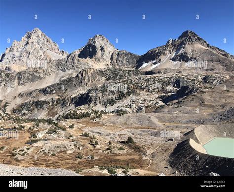 View Of The Grand Teton Middle Teton And South Teton Looking East From