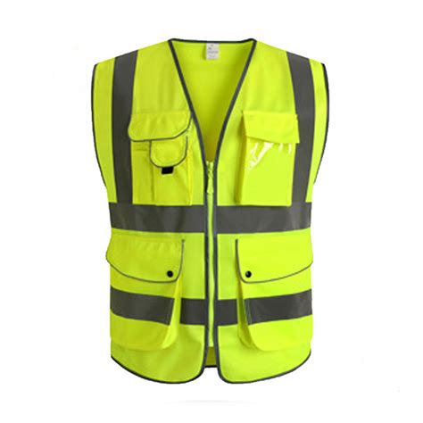 H tape patterns allowing for large area printing front and back. Green Unisex High Visibility Reflective Multi Pockets ...