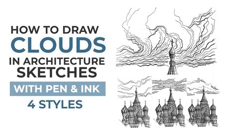 How To Draw Clouds And Sky In Architectural Sketches Pen And Ink Youtube