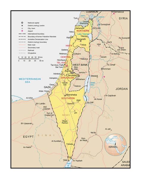 Size of some images is greater than 5 or 10 mb. Political and administrative map of Israel with roads ...