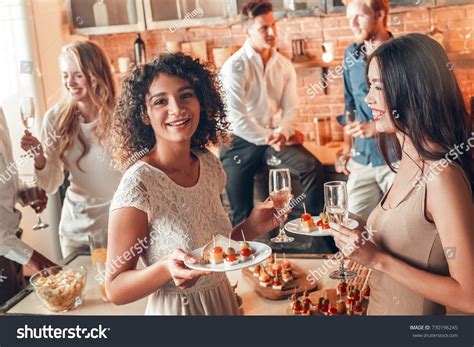 Group Friends Party Together Indoors Celebration Stock Photo 730196245