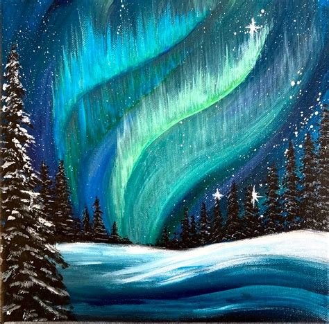 Paint And Sip Snowy Northern Lights Pottery Factory Brookfield