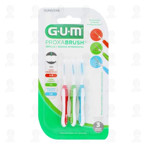 Cepillo Interdental Gum Proxabrush Diferentes Tamaños 3 Pzas