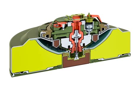 Cross Section Of Anti Tank Mine 3d Rendering Stock Illustration