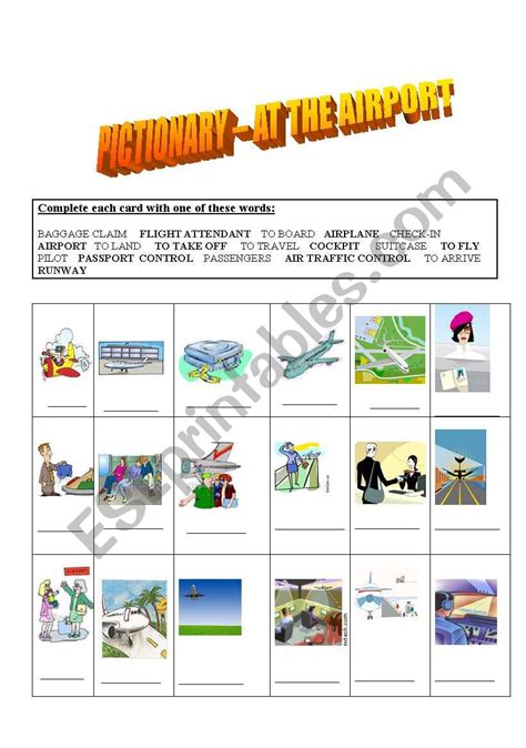 AT THE AIRPORT PICTIONARY GAP FILL ESL Worksheet By Ildibildi