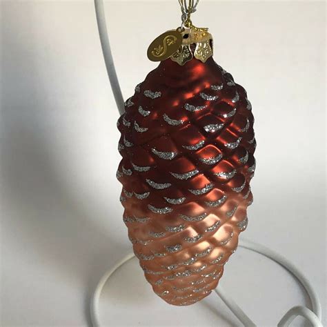 Scf Glass Pine Cone Wglitter Christmas Ornament 4 12 Long Ebay