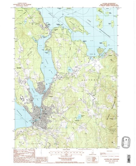 Laconia New Hampshire 1987 1987 Usgs Old Topo Map Reprint 7x7 Nh