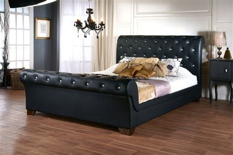 Dreamland Elizabeth Diamond Black Faux Leather Bed Frame The World Of Beds