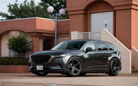 Download Wallpapers Mazda Cx 9 Tuning 2019 Cars Low Rider Vossen
