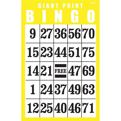 Giant Print Bingo Card Blue Health And Personal Care