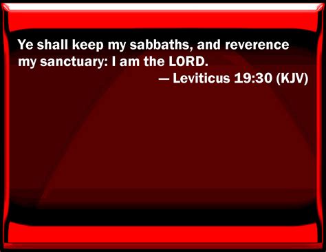 Leviticus 19:30 You shall keep my sabbaths, and reverence my sanctuary