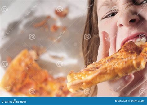 Kid Devouring Pizza Stock Photo Image 8277570