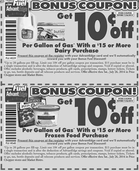 Price Chopper Bonus Fuel Coupons Save On Dairy And Frozen Foods