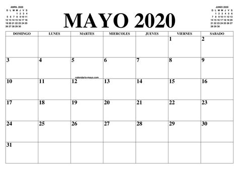 Calendario Mayo 2020 El Calendario Mayo Para Imprimir Gratis Mes Y