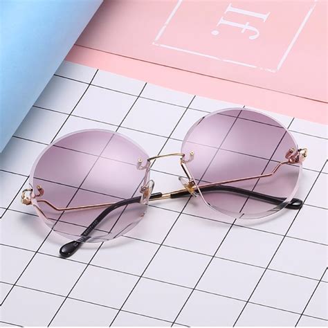 metal rimless glasses sunglasses women ocean lens classic brand designer men and women hd sun
