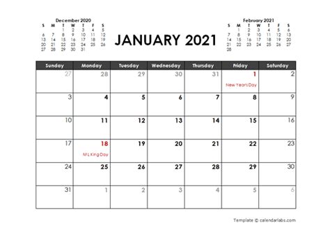 Holidays in red for easy glances at those important dates. 2021 Monthly Planner Word Template - Free Printable Templates