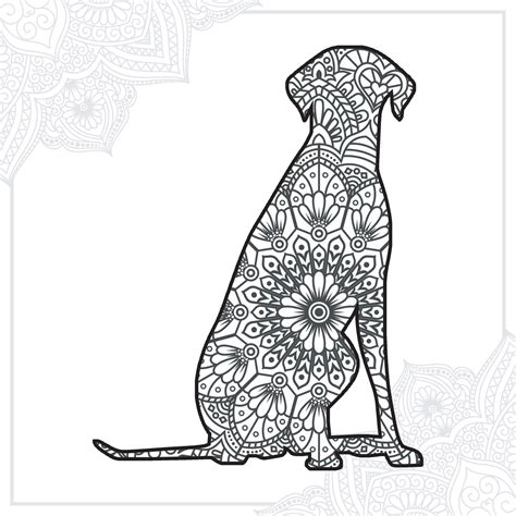 Dog Mandala Vintage Decorative Elements Oriental Pattern Vector