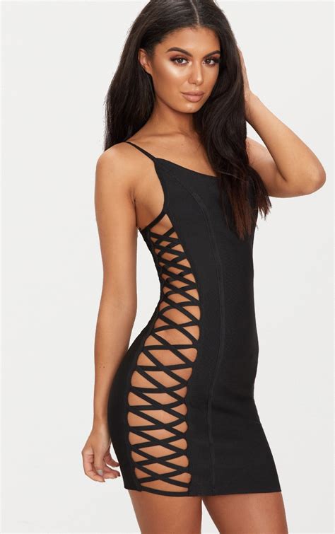 Black Lace Up Bodycon Dress For Formal Bodycon Up Black Dress Lace