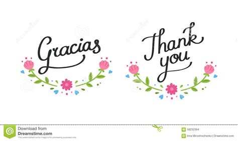 Thank you in spanish will get you a long ways with the locals. Thank you floral banner stock vector. Illustration of ...