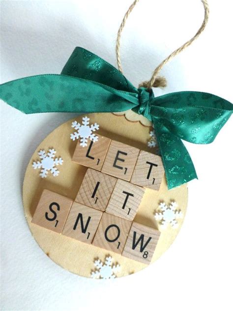 Let It Snow Scrabble Tree Ornament With T Box Crafty Etsy Diy