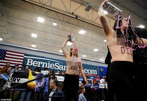 Topless Animal Rights Protester Confronts Bernie Sanders At Nevada