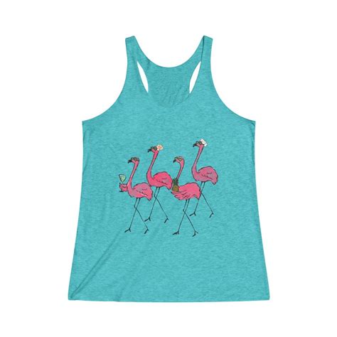 Flamingos Drinking Mimosa Womens Racerback Tank Top Etsy