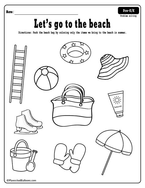 Free Printable Beach Worksheets