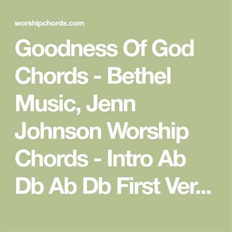 Goodness Of God Chords Bethel Music Jenn Johnson Worship Chords