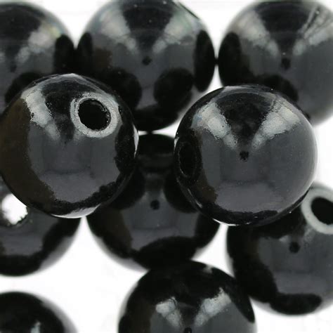 Wooden Round Beads 15 Mm Black X15 Perles And Co